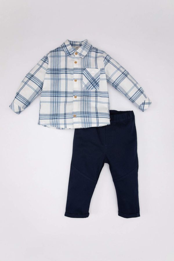 DEFACTO DEFACTO Baby Boy Checkered Twill Shirt Trousers 2 Piece Set