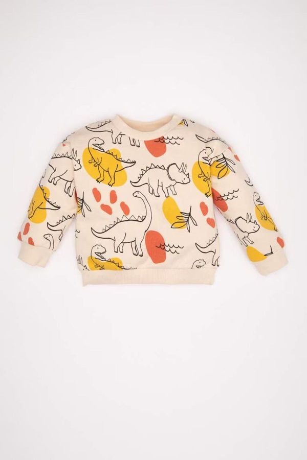 DEFACTO DEFACTO Baby Boy Crew Neck Patterned Soft Furry Sweatshirt