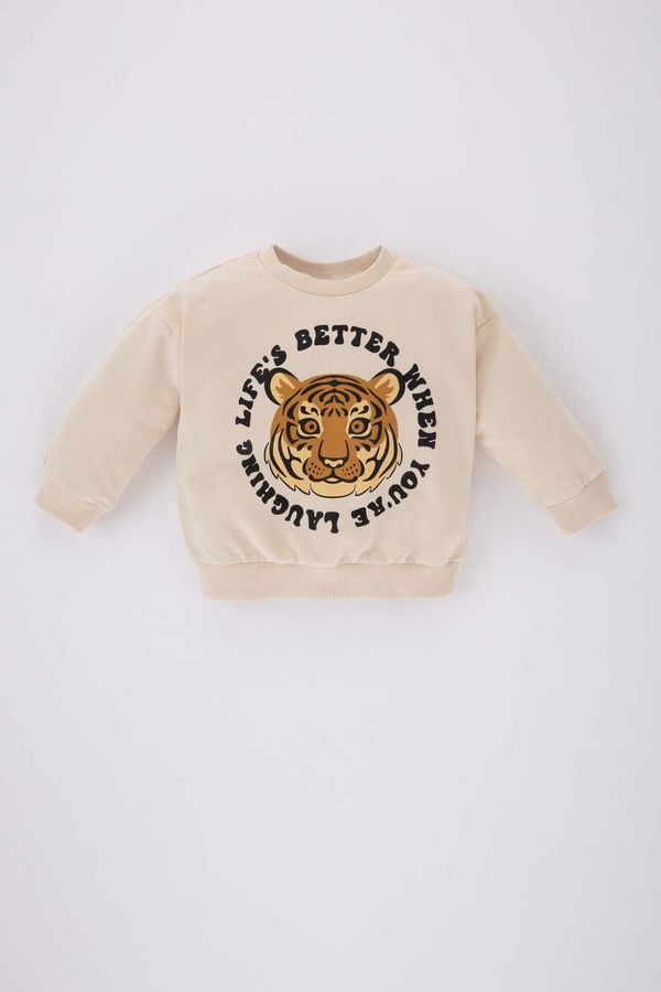DEFACTO DEFACTO Baby Boy Crew Neck Tiger Pattern Sweatshirt