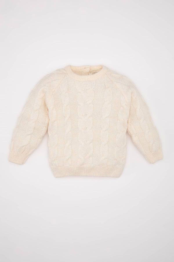 DEFACTO DEFACTO Baby Boy Ecru Crew Neck Knitwear Sweater