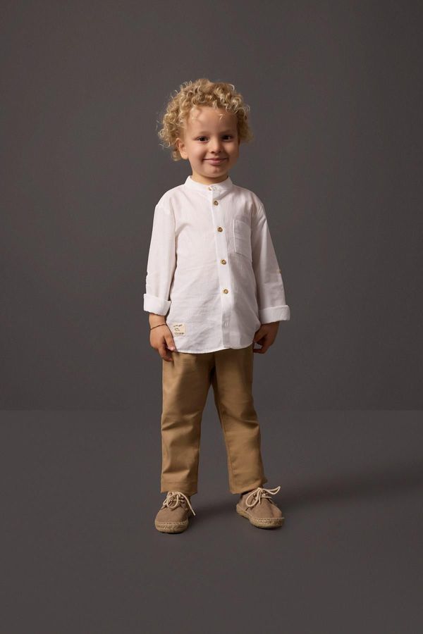 DEFACTO DEFACTO Baby Boy Mandarin Collar Textured Long Sleeve Shirt