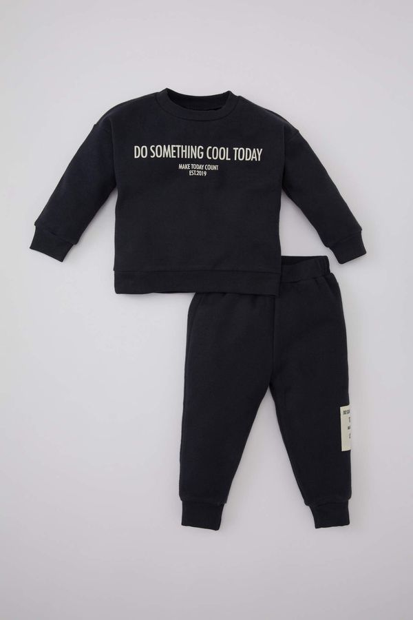 DEFACTO DEFACTO Baby Boy Printed Sweatshirt Sweatpants 2 Piece Set