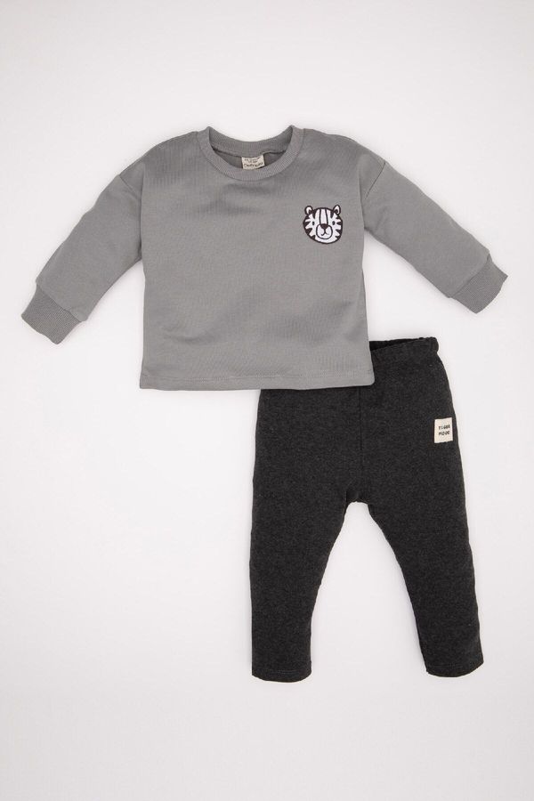 DEFACTO DEFACTO Baby Boy Printed Sweatshirt Tracksuit Bottom 2-Piece Set