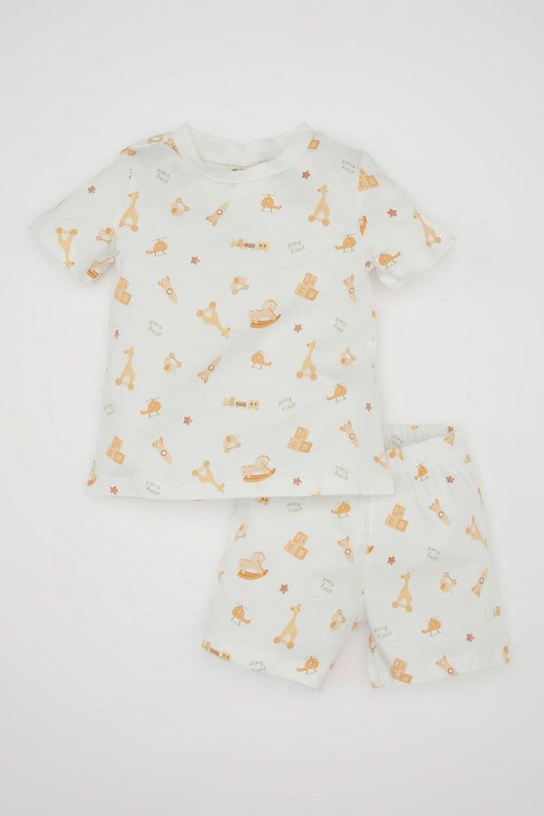 DEFACTO DEFACTO Baby Boy Safari Patterned Short Sleeve Shorts Cotton Pajama Set