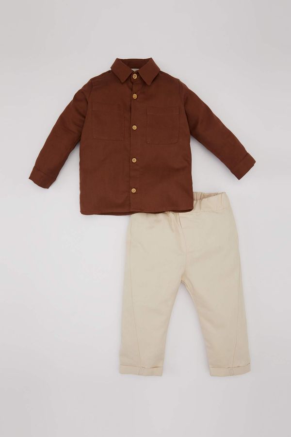 DEFACTO DEFACTO Baby Boy Shirt Twill Trousers 2 Piece Set