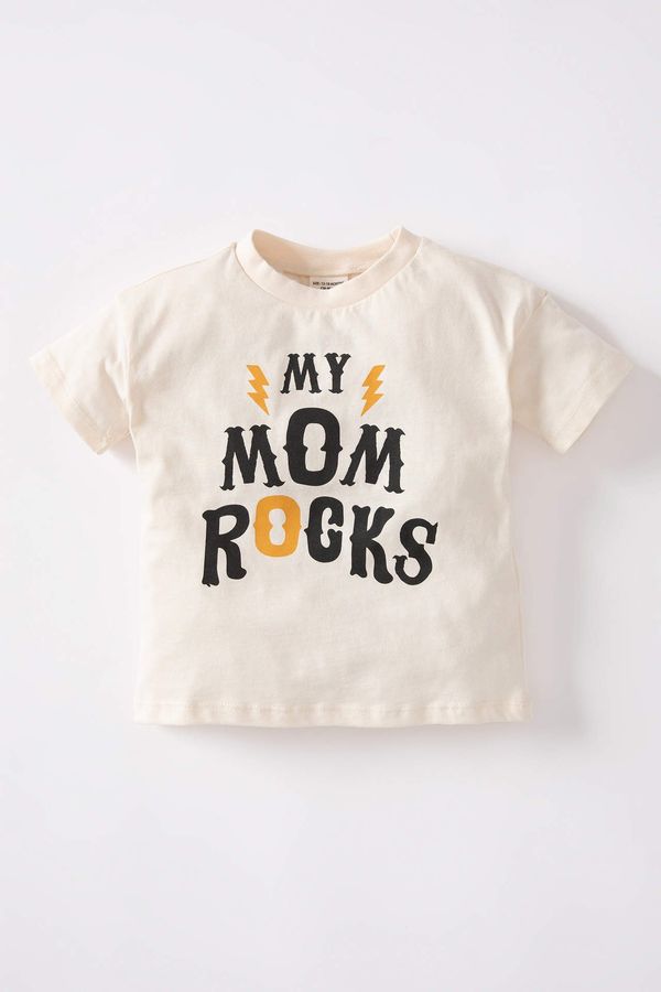 DEFACTO DEFACTO Baby Boy Slogan Printed Combed Cotton Short Sleeved T-Shirt