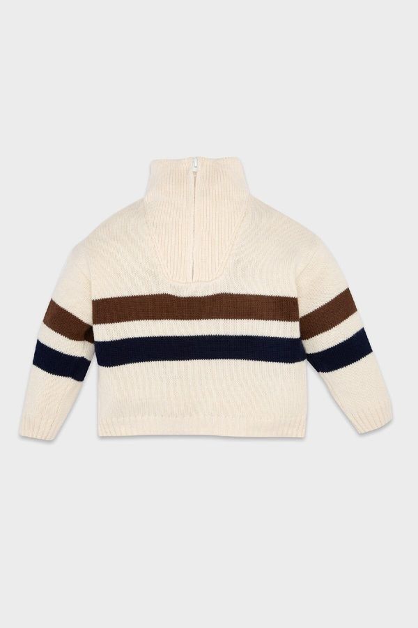 DEFACTO DEFACTO Baby Boy Stand Collar Zippered Striped Knitwear Sweater