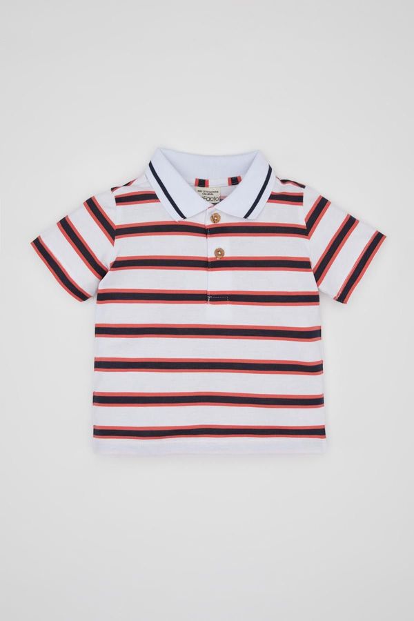 DEFACTO DEFACTO Baby Boy Striped Pique Short Sleeve Polo T-Shirt