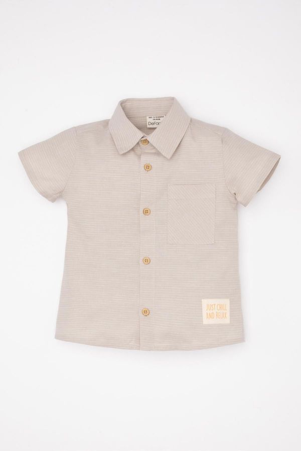 DEFACTO DEFACTO Baby Boy Woven Label Short Sleeve Shirt