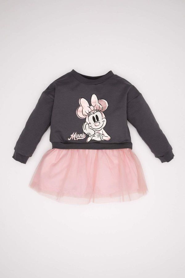 DEFACTO DEFACTO Baby Girl Disney Mickey & Minnie Long Sleeve Tutu Skirt Detail Dress D3069a524au