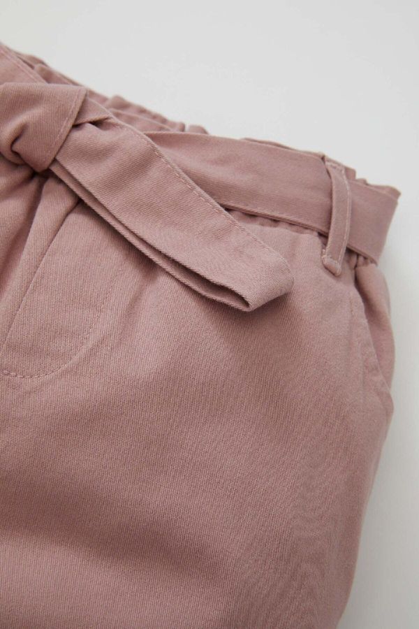 DEFACTO DEFACTO Baby Girl Elastic Banded Leg Elastic Waist Belted Pocket Gabardine Trousers