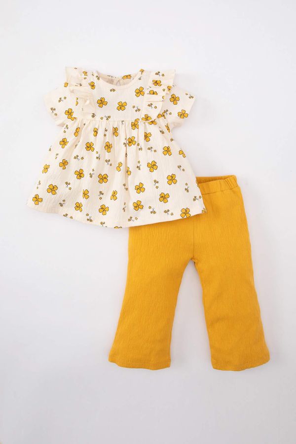DEFACTO DEFACTO Baby Girl Floral Blouse Trousers 2 Piece Set