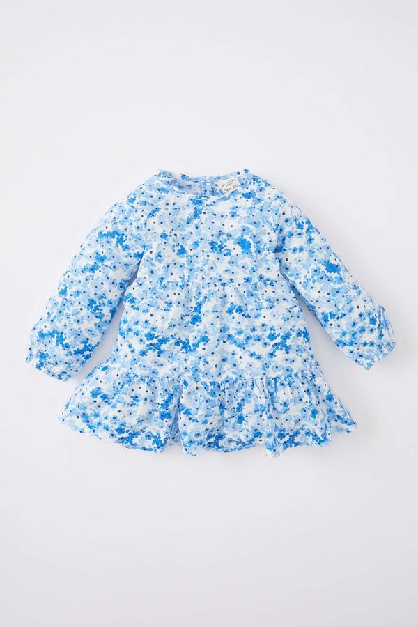 DEFACTO DEFACTO Baby Girl Floral Long Sleeve Textured Dress