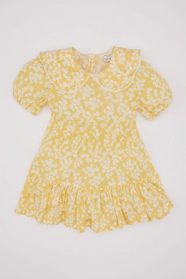 DEFACTO DEFACTO Baby Girl Floral Short Sleeve Crinkle Viscose Dress