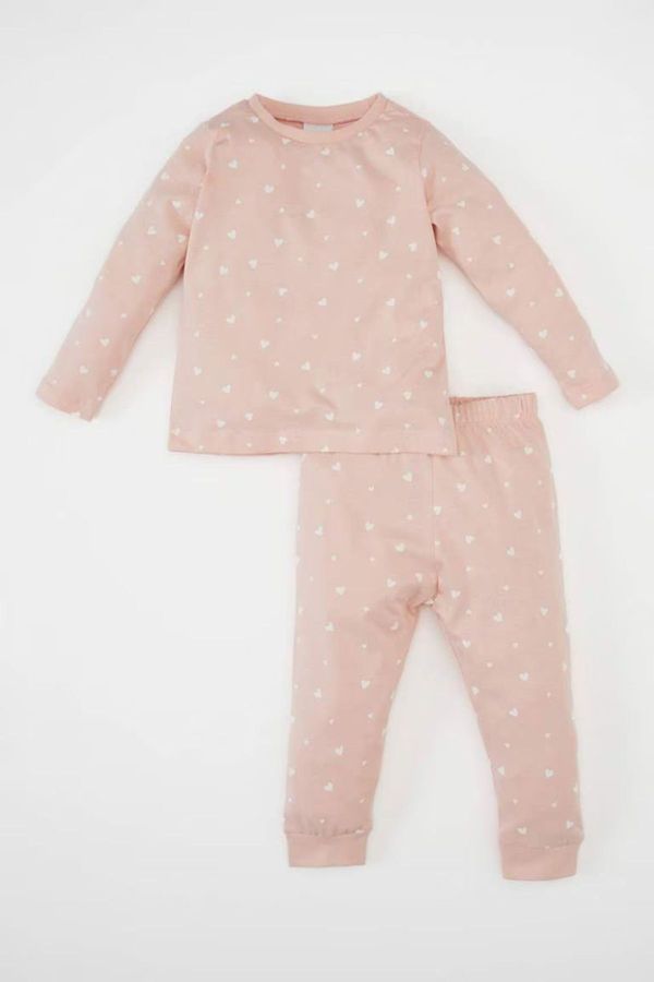 DEFACTO DEFACTO Baby Girl Heart Patterned Long Sleeve Cotton Pajama Set