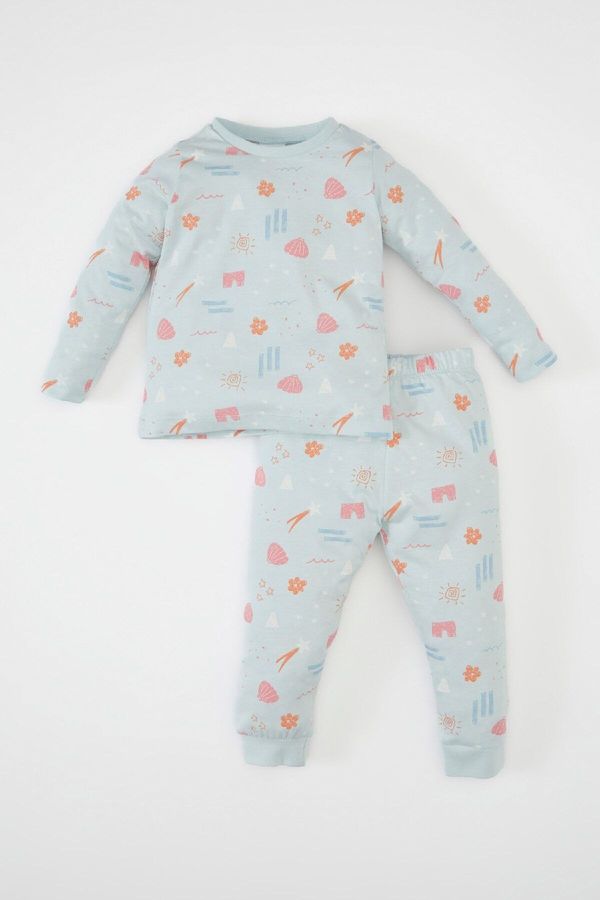 DEFACTO DEFACTO Baby Girl Patterned Long Sleeve Cotton Pajama Set