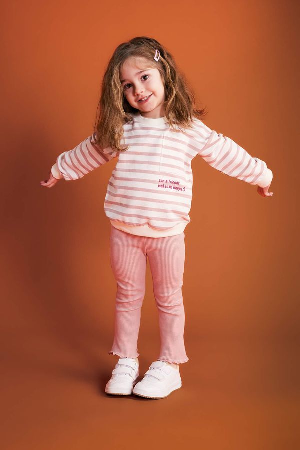 DEFACTO DEFACTO Baby Girl Striped Sweatshirt Leggings 2 Piece Set