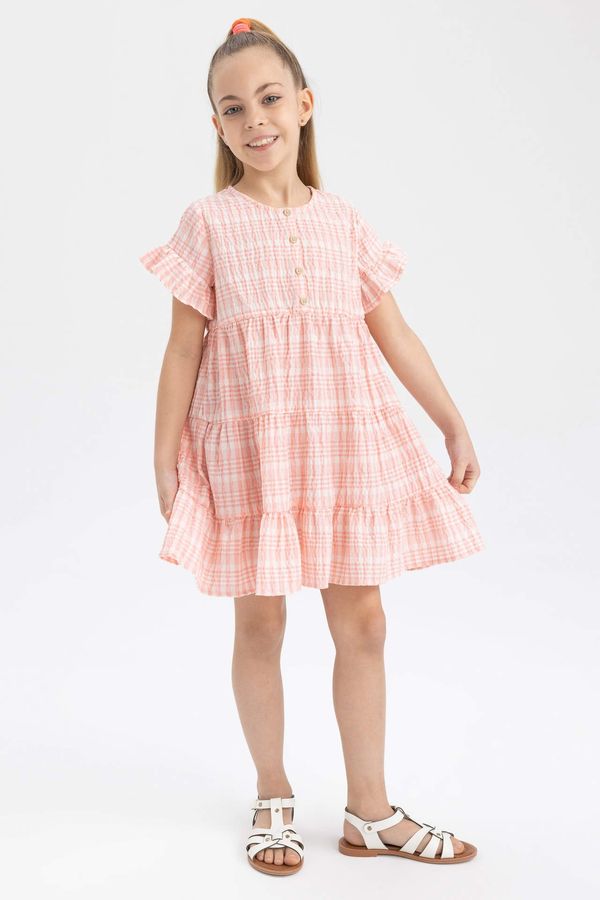 DEFACTO DEFACTO Baby Girls Gingham Short Sleeved Ruffle Dress