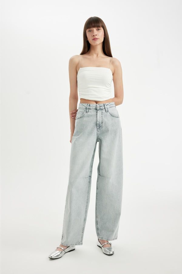 DEFACTO DEFACTO Baggy Fit High Waist Long Jean Washed Trousers