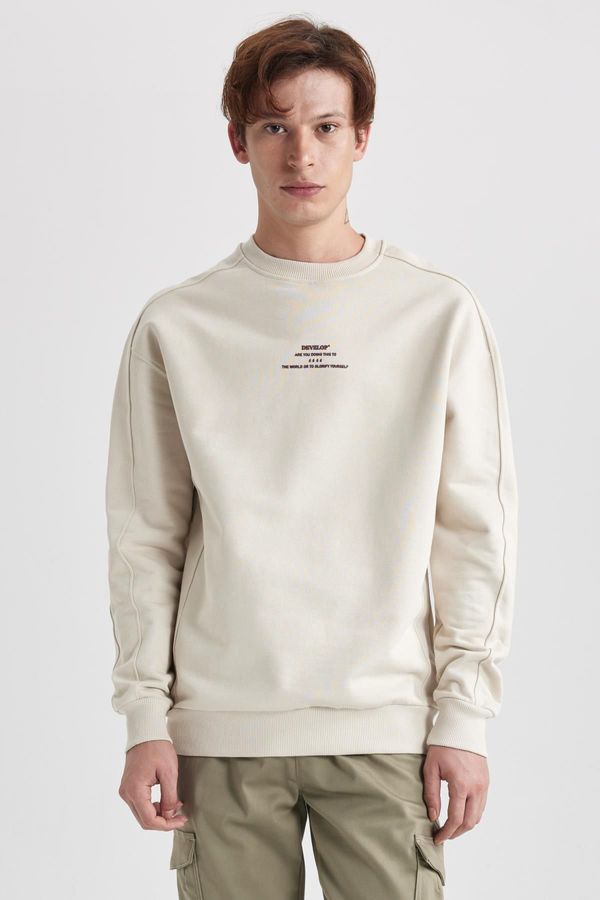 DEFACTO DEFACTO Boxy Fit Crew Neck Printed Sweatshirt