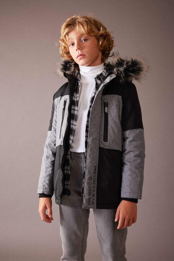DEFACTO DEFACTO Boy Hooded Fleece Lined Coat