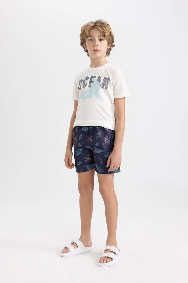 DEFACTO DEFACTO Boy Printed Short Sleeve T-Shirt Swim Shorts 2 Piece Set
