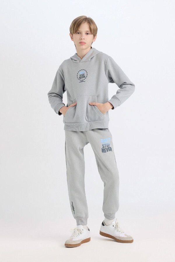 DEFACTO DEFACTO Boy Regular Fit Elastic Waist Leg Printed Tracksuit Bottoms