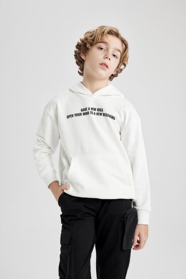 DEFACTO DEFACTO Boy&#39;s Oversize Fit Hooded Printed Sweatshirt