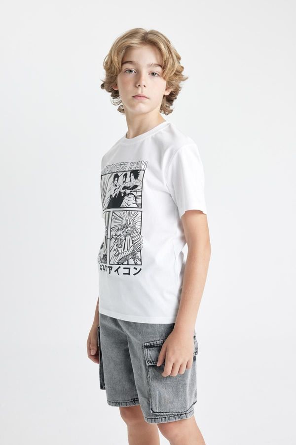 DEFACTO DEFACTO Boy's Crew Neck Color Changing Printed Short Sleeve T-Shirt