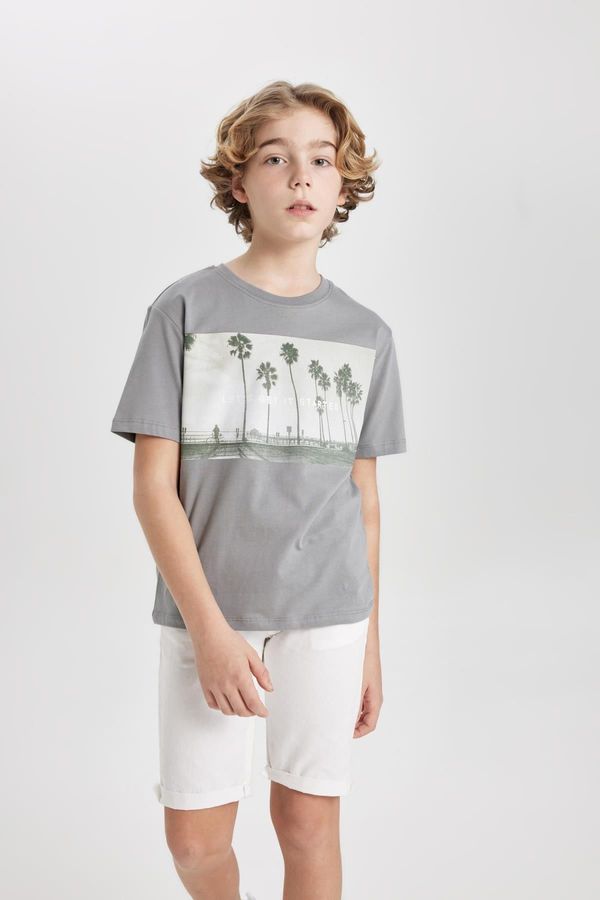 DEFACTO DEFACTO Boy's Crew Neck Printed Short Sleeve T-Shirt