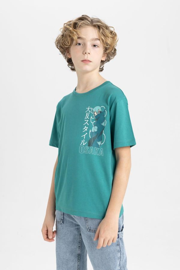 DEFACTO DEFACTO Boy's Crew Neck Printed Short Sleeve T-Shirt