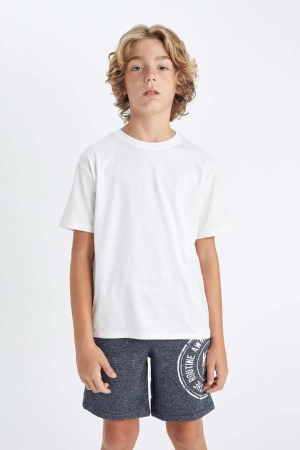 DEFACTO DEFACTO Boy's Crew Neck White Short Sleeve School T-Shirt