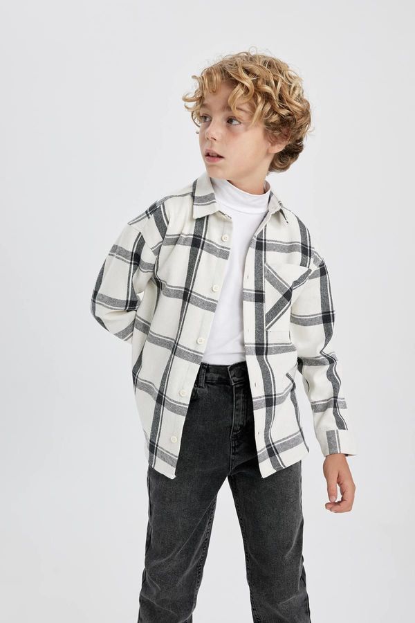 DEFACTO DEFACTO Boy's Oversize Fit Flannel Long Sleeve Shirt