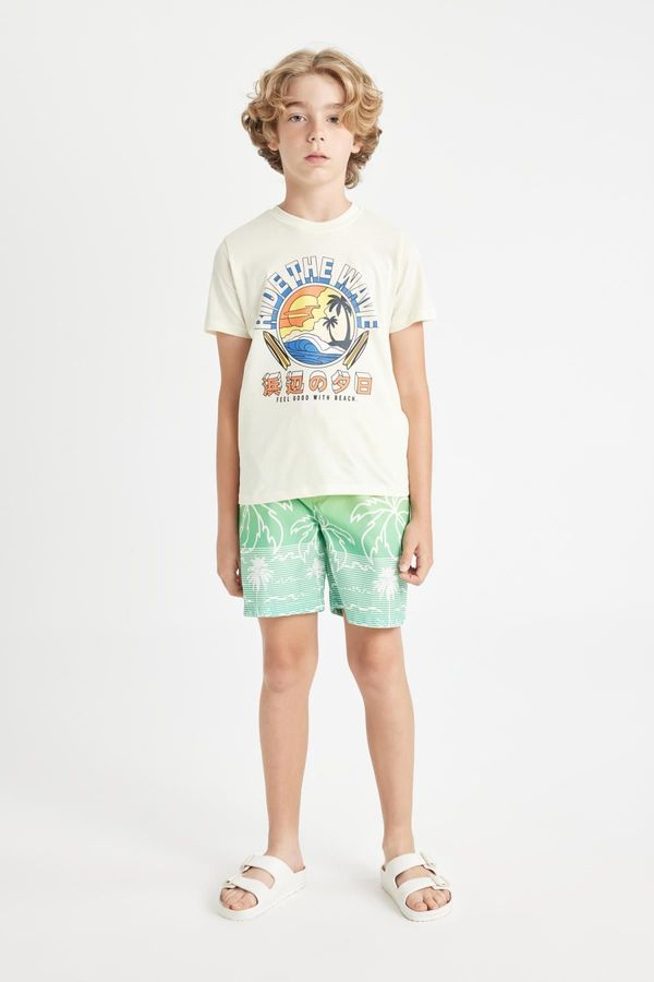 DEFACTO DEFACTO Boy's Palm Tree Patterned Swim Shorts