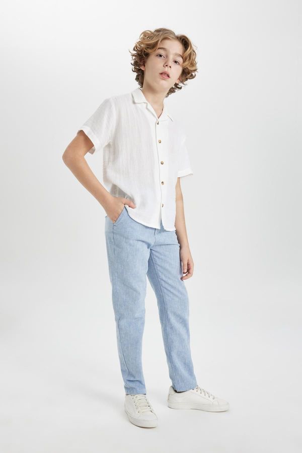 DEFACTO DEFACTO Boy's Standard Leg Linen Blended Trousers