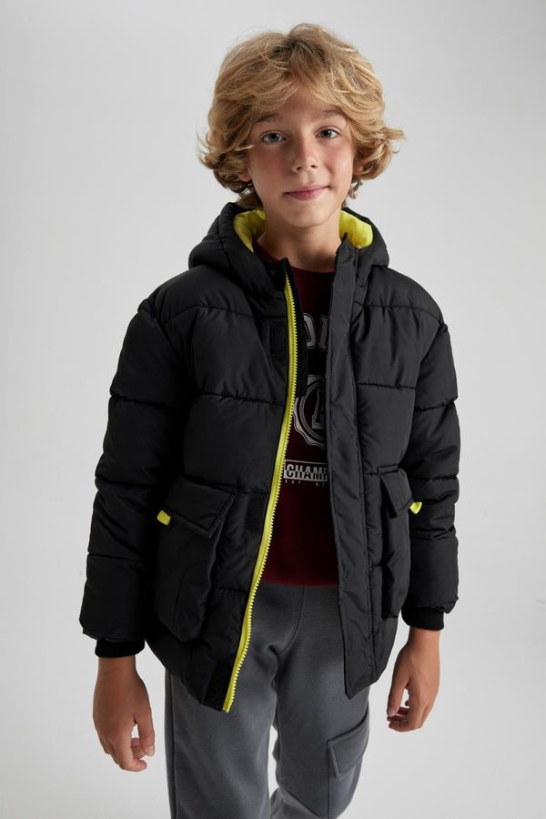 DEFACTO DEFACTO Boy's Water Repellent Hooded Puffer Jacket