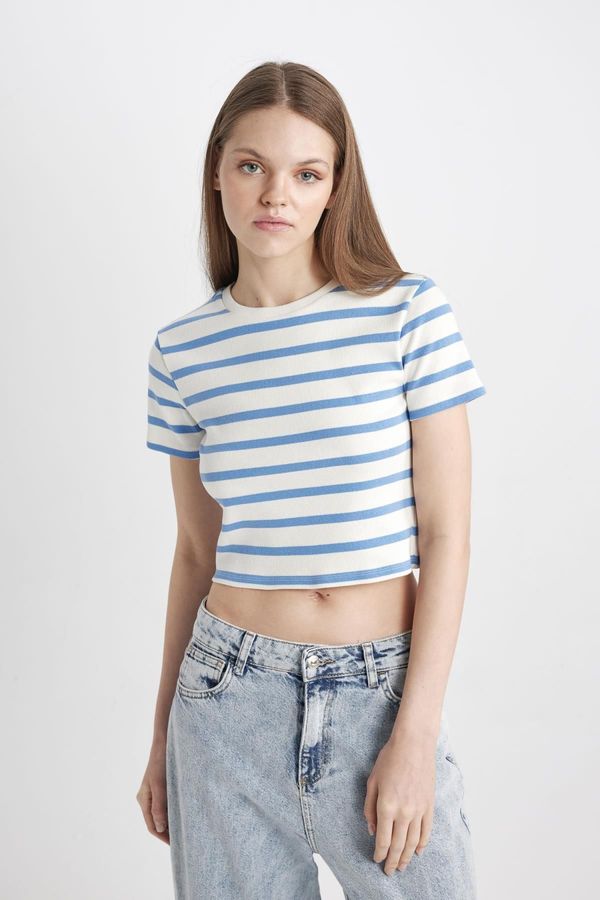 DEFACTO DEFACTO Cool Fitted Patterned Striped Short Sleeve T-Shirt