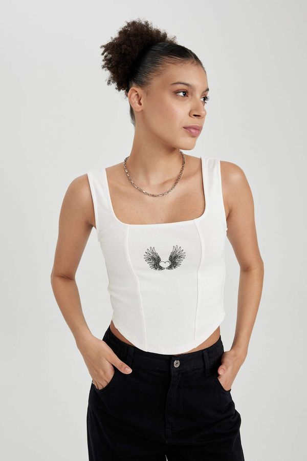 DEFACTO DEFACTO Cool Fitted Printed Rib Undershirt