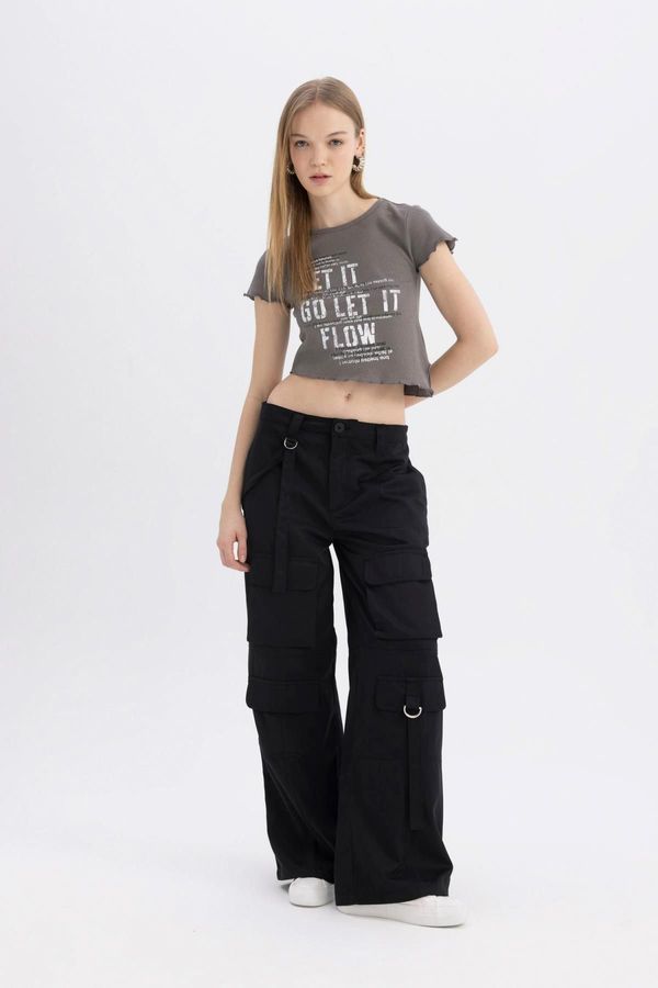 DEFACTO DEFACTO Cool Wide Leg Cargo Normal Waist Trousers