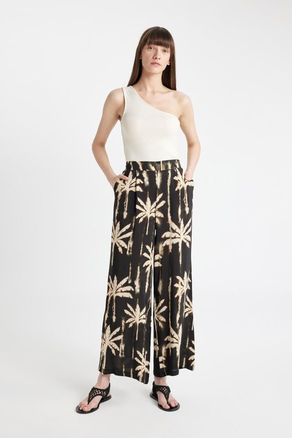 DEFACTO DEFACTO Culotte Patterned Elastic Waist Wide Leg Long Moroccan Trousers