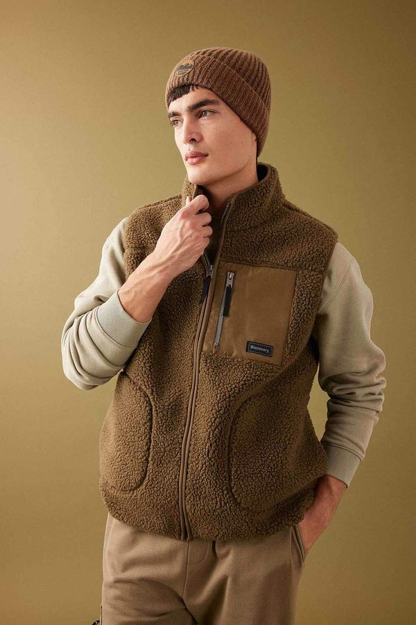 DEFACTO DEFACTO Discovery Channel Oversize Fit Stand-up Collar Vest