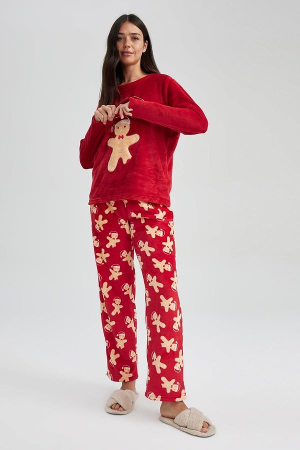 DEFACTO DEFACTO Fall In Love Christmas Themed Long Sleeve Fleece Pajama Set