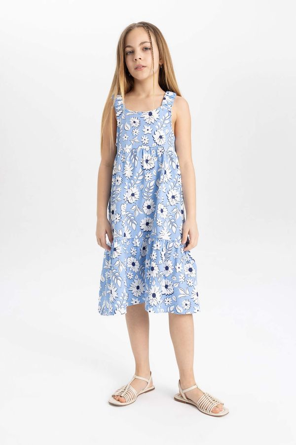 DEFACTO DEFACTO Girl Patterned Combed Cotton Sleeveless Dress