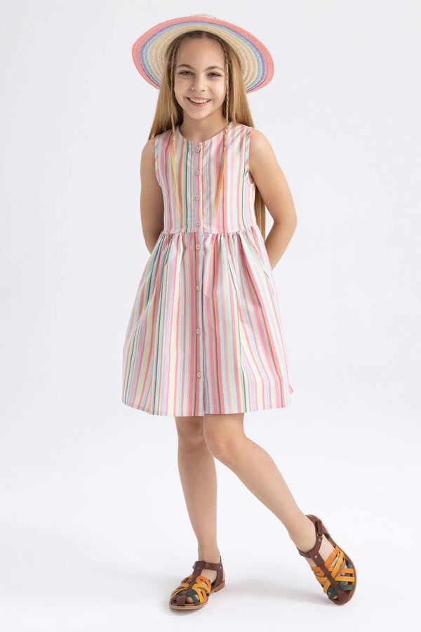 DEFACTO DEFACTO Girl Patterned Sleeveless Cotton Dress
