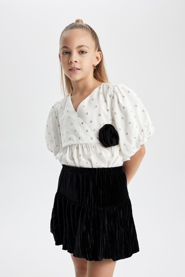 DEFACTO DEFACTO Girl Short Sleeve Patterned Blouse