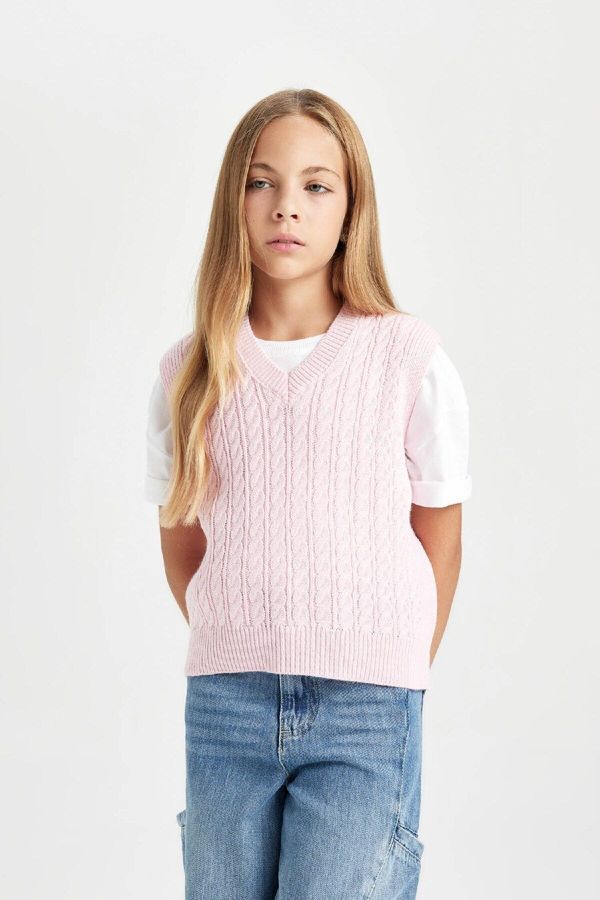 DEFACTO DEFACTO Girl Standard Fit V Neck Sweater