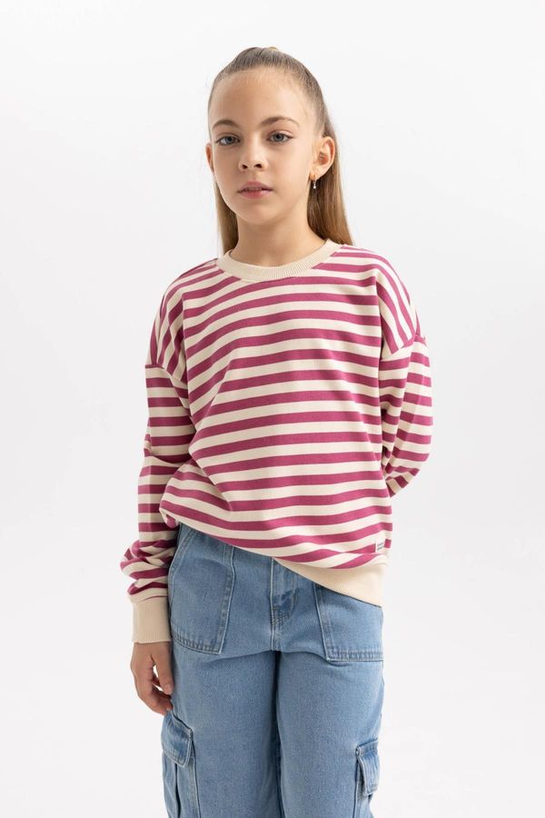 DEFACTO DEFACTO Girl&#39;s Striped Crew Neck Sweatshirt