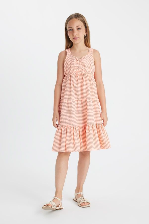 DEFACTO DEFACTO Girl's Checkered Wrapped Strap Dress