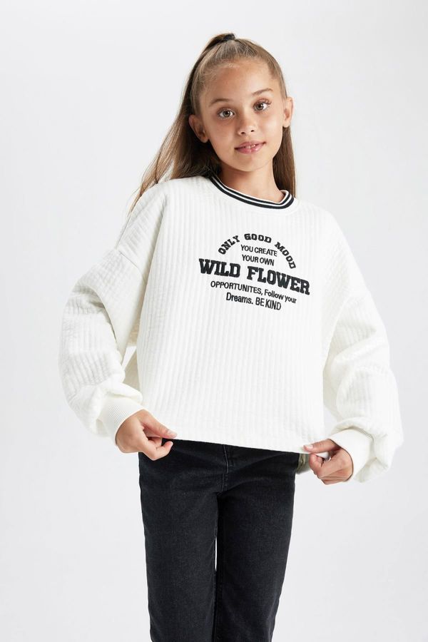 DEFACTO DEFACTO Girl's Oversize Fit Printed Sweatshirt