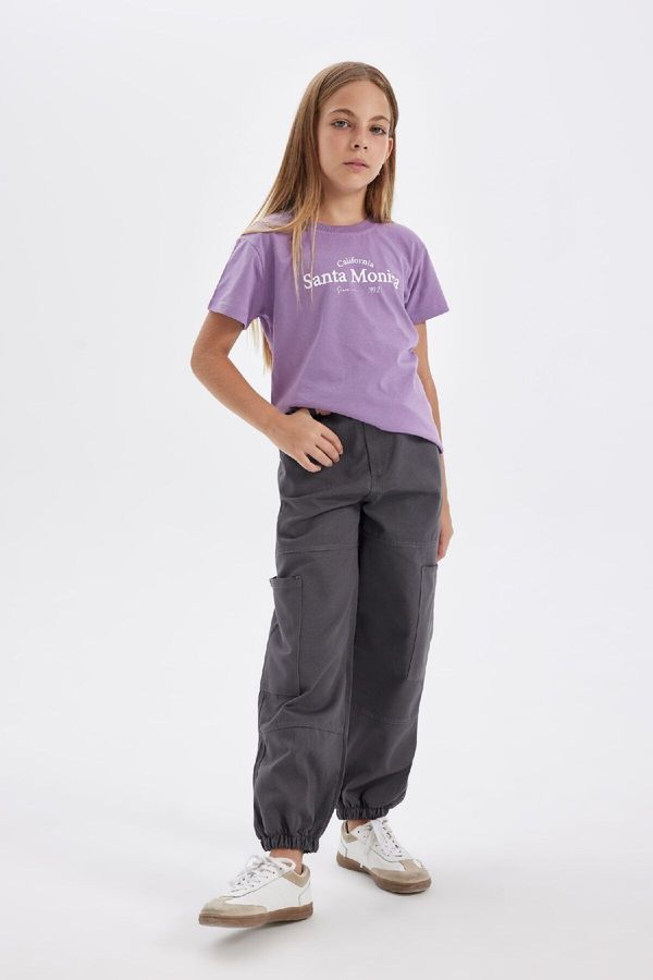 DEFACTO DEFACTO Girl's Parachute Cargo Cotton Trousers